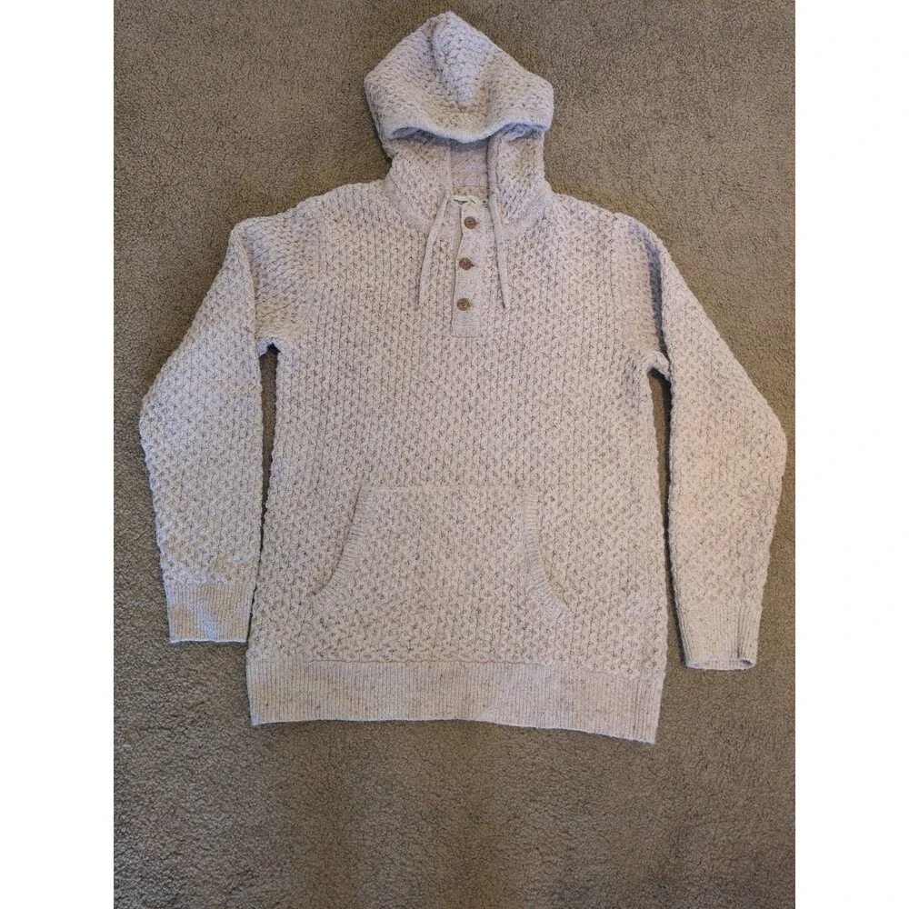 Huckberry Wellen Men’s Recycled Cotton Hooded Poncho Size LG, Beige